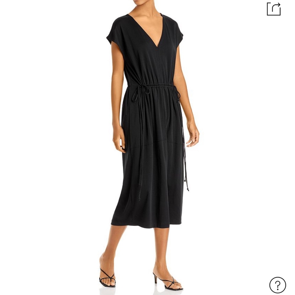 NWT Vince popover dress with drawstring waist in black cotton jersey. Sz: Small
